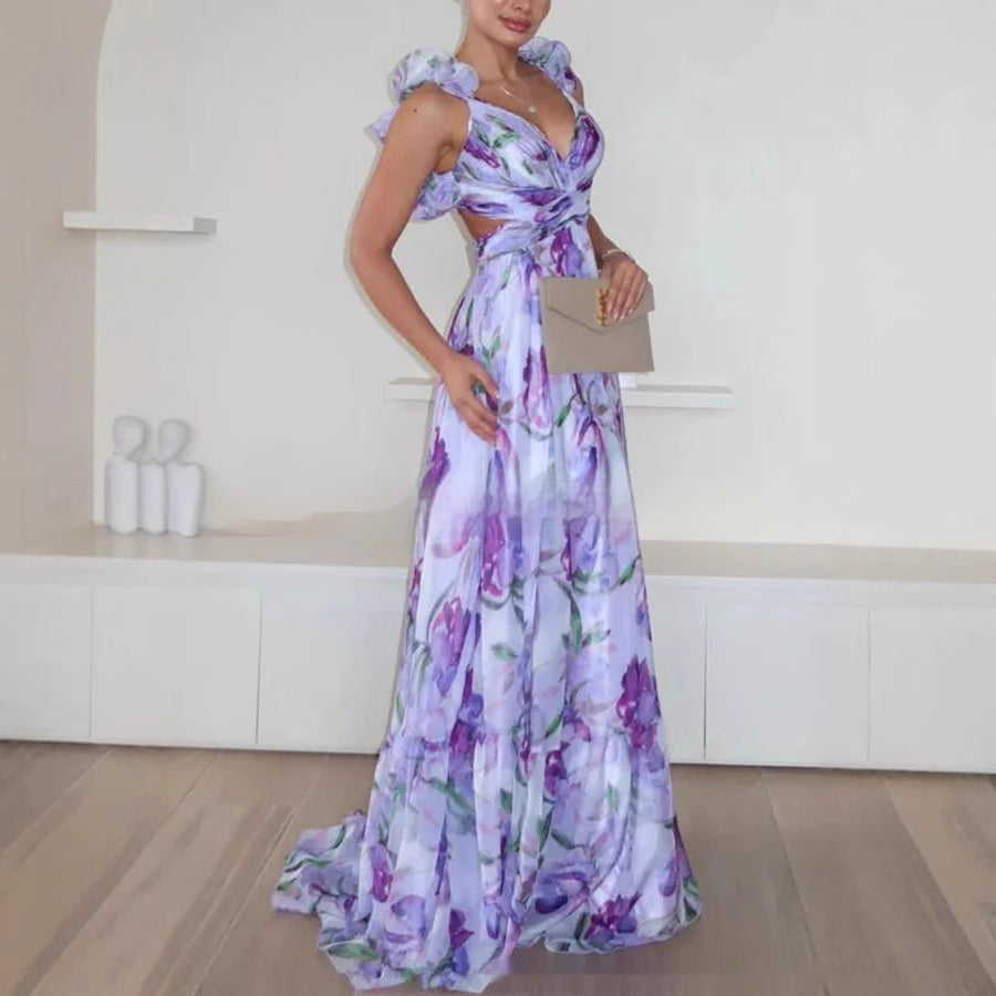 Petal Whisper Lace-Up Gown