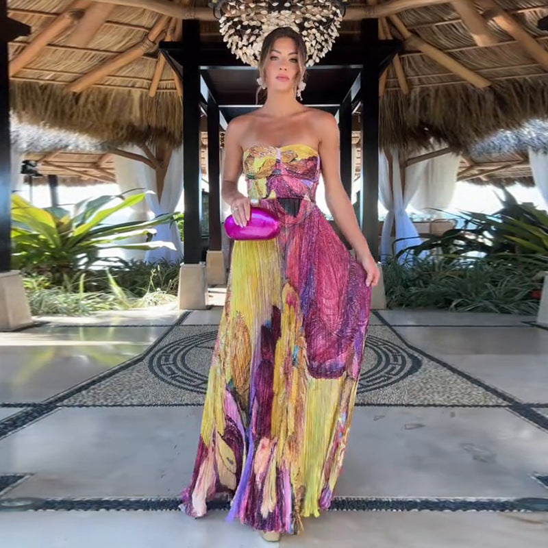 Sunset Bloom Bandeau Dress