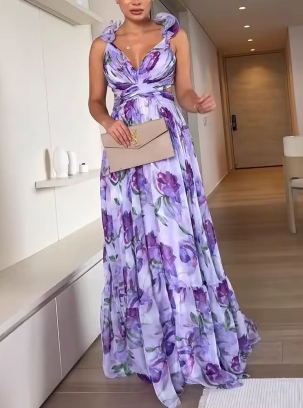 Petal Whisper Lace-Up Gown