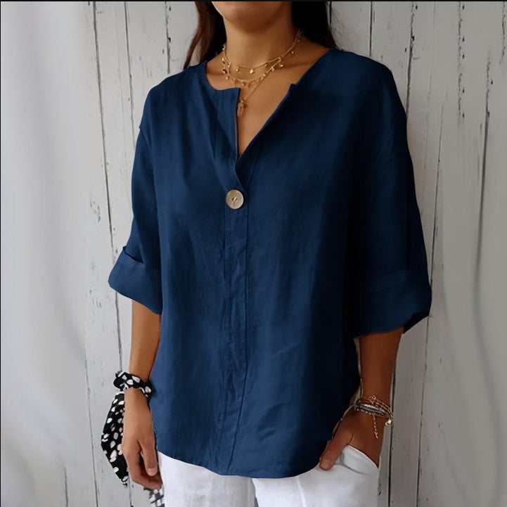 Breeze Linen V-Neck Blouse