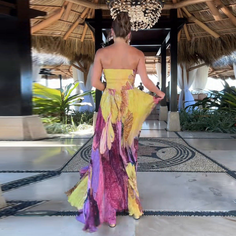 Sunset Bloom Bandeau Dress