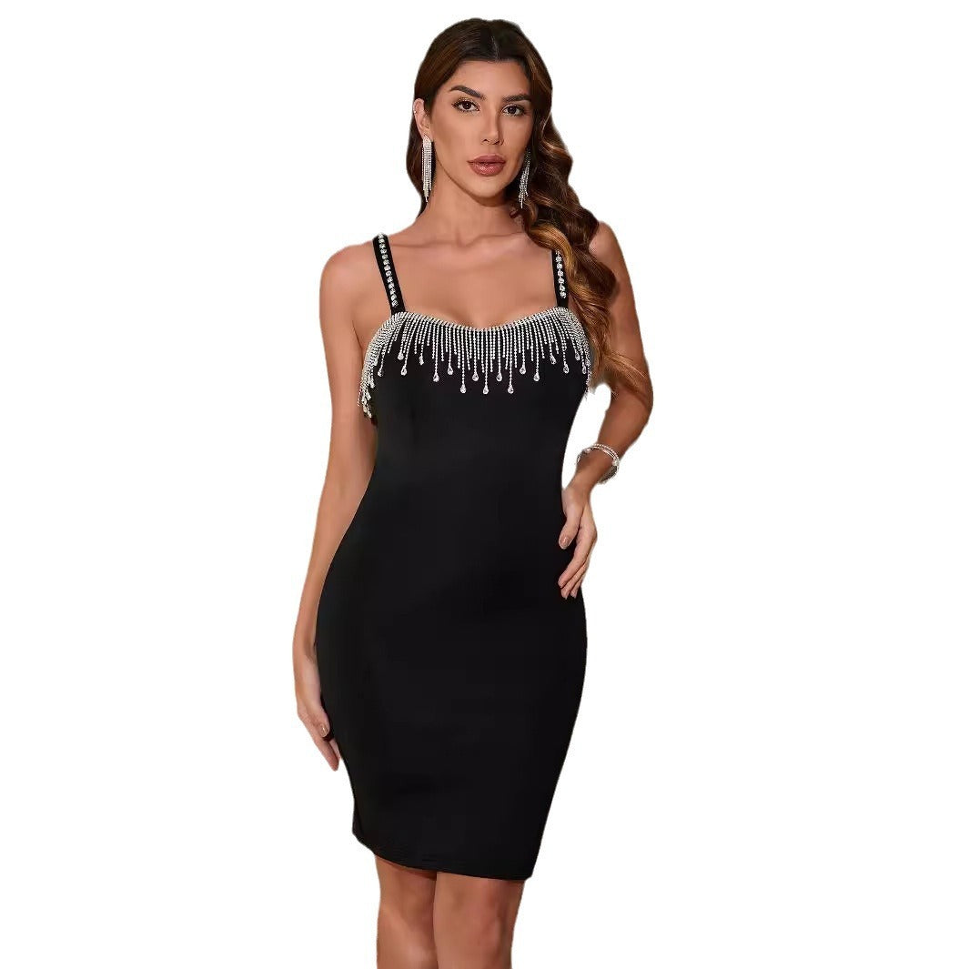Elegant Fringe Slit Mini Dress